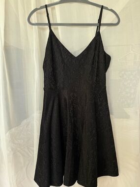 Lulu's Black Lace Mini Dress with Spaghetti Straps